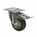 Gumové transportní kolo s přírubou, průměr 100 mm, otočné s brzdou, skladem