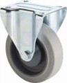 Gumové transportní kolo s přírubou, průměr 125 mm, pevné, valivé ložisko, šedé, 