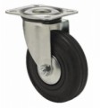 Gumové transportní kolo s přírubou, průměr 80 mm, otočné, valivé ložisko, 