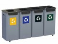 Sada 4 ks kovových venkovních odpadkových košů Modular na tříděný odpad, objem 4 x 70 l, skladem