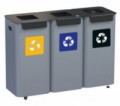 Sada 3 ks kovových venkovních odpadkových košů Modular na tříděný odpad, objem 3 x 70 l, skladem