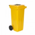 Plastové venkovní popelnice na tříděný odpad s otvorem, objem 120 l, žlutá, 