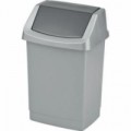 Plastový odpadkový koš výkyvný Simple, objem 50 l, stříbrný, skladem
