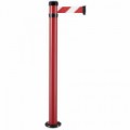 Zahrazovací sloupek s pásem, 2 m, bílý/červený, 