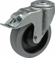 Antistatické gumové přístrojové kolo se středovým otvorem, průměr 125 mm, otočné s brzdou, 