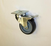 Gumové přístrojové kolo s přírubou, průměr 75, otočné s brzdou, skladem