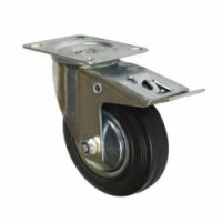 Gumové transportní kolo s přírubou, průměr 125 mm, otočné s brzdou, skladem