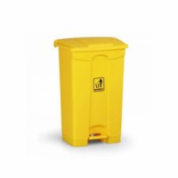 Plastový odpadkový koš Leo, objem 87 l, žlutý, skladem