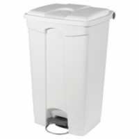 Plastový odpadkový koš Label, objem 90 l, bílý, skladem