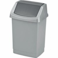 Plastový odpadkový koš výkyvný Simple, objem 50 l, stříbrný, skladem