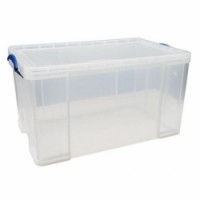 Plastový úložný boxy s víkem na klip, pr?hledný, 84 litr?