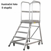 Pojízdný hliníkový plošinový žebřík Zarges, 6 stupňů (plošina a stupně lehký kov), 