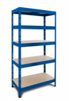 Kovový regál Rapid 3, 180 x 90 x 60 cm, 250 kg/police, 5 dřevovláknitých HDF polic, modrý, skladem
