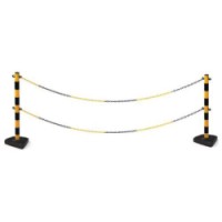 Plastové zahrazovací sloupky Manu s řetězem, 90 cm, 2 ks, černé/žluté, skladem