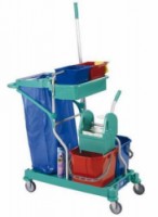 Úklidový vozík s pákovým ždímačem, objem 2 x 15 l + 2 x 6 l, skladem