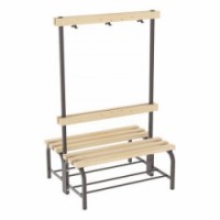 Lavice s věšákovou stěnou, 100 cm, oboustranná, hnědá, smrkové latě, 