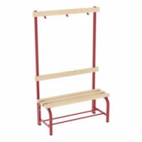 Lavice s věšákovou stěnou, 100 cm, červená, smrkové latě, 