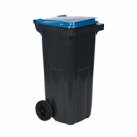 Plastové venkovní popelnice na tříděný odpad, objem 120 l, modrá-šedá, skladem