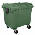 Plastová venkovní popelnice Manutan, objem 1 100 l, zelená, 