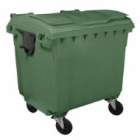 Plastová venkovní popelnice Manutan, objem 1 100 l, zelená, 