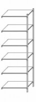 Kovový regál UNI TOP, přístavbový, 250 x 130 x 50 cm, 250 kg/police, 6 polic, stříbrný, 