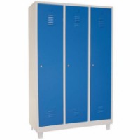 Svařovaná šatní skříň TOP quality s mezistěnou, cylindrický, 3 oddíly, šedá/modrá, 