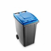 Plastová popelnice Benny na tříděný odpad, objem 360 l, šedá/modrá, 