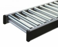 Válečkové dopravníky s ocelovými válečky, šířka 320 mm, délka 1 m, rozteč 100 mm, 