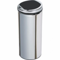 Bezdotykový kovový odpadkový koš, objem 30 l, stříbrný, skladem