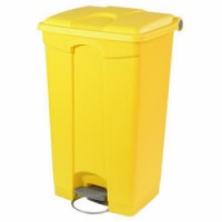 Plastový odpadkový koš Label, objem 90 l, žlutý, 