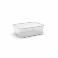 Plastový úložný box s víkem, průhledný, 31 l, skladem