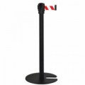 Zahrazovací sloupek s pásem Manu Black One, stohovatelná základna, 5 m, červený/bílý, skladem
