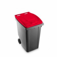 Plastová popelnice Benny na tříděný odpad, objem 360 l, šedá/červená, 