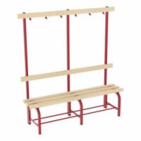 Lavice s věšákovou stěnou, 150 cm, červená, smrkové latě, 