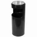 Kovový odpadkový koš s popelníkem, objem 10 l, černý, 