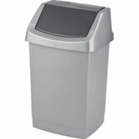 Plastový odpadkový koš Simple, objem 25 l, stříbrný, skladem