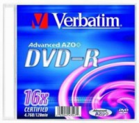 Verbatim DVD+R 4,7 GB 16x, AZO, slim box, 5 ks, skladem