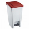 Plastový odpadkový koš Manu, objem 60 l, bílý/červený, 