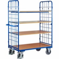 Vysoký policový vozík s madlem a mřížovými bočnicemi, do 500 kg, 4 police, 181,6 x 138,3 x 81,7 cm, 