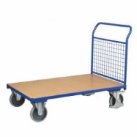 Plošinový vozík s madlem s mřížovou výplní, do 500 kg, plošina 123 x 80 cm, 