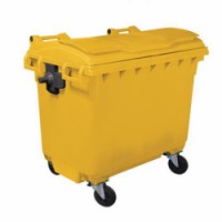 Plastová venkovní popelnice Manutan, objem 660 l, žlutá, 