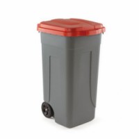 Plastová popelnice Cheriff na tříděný odpad, 100 l, šedá/červená, skladem