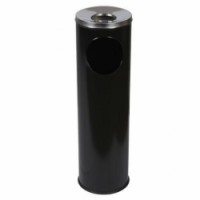 Kovový odpadkový koš Pillar s popelníkem, objem 15 l, černý, skladem