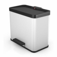 Kovový odpadkový koš Hailo Trio na tříděný odpad, objem 3 x 9 l, bílý, skladem