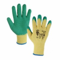 Polyesterové rukavice CXS polomáčené v latexu, zelené/žluté, 