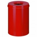 Kovový samozhášecí odpadkový koš Hole, objem 15 l, červený, 