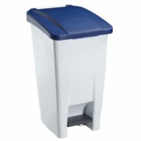 Plastový odpadkový koš Manu, objem 60 l, bílý/modrý, 