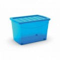 Plastový úložný box s víkem, modrý, 60 l, skladem