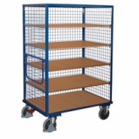 Vysoký skříňový vozík s madlem a mřížovými stěnami, do 500 kg, 5 polic, 180 x 131,5 x 83 cm, 