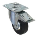 Gumové transportní kolo s přírubou, průměr 100 mm, otočné s brzdou, kluzné ložisko, 100 kg, 